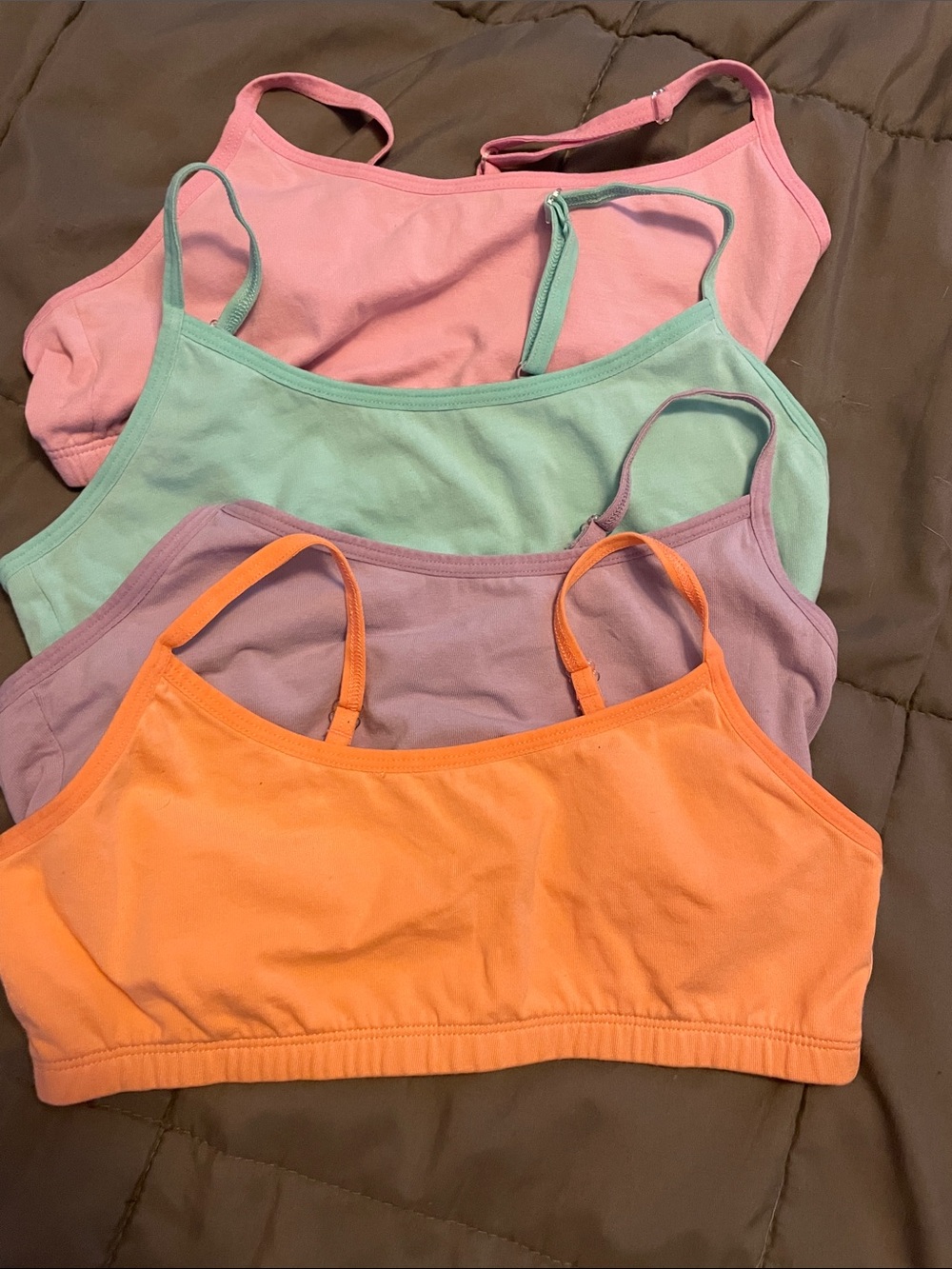 Children’s Place Pack of 4 Bralette Tops - Orange, Lavender, Mint, Pink sz 10/12